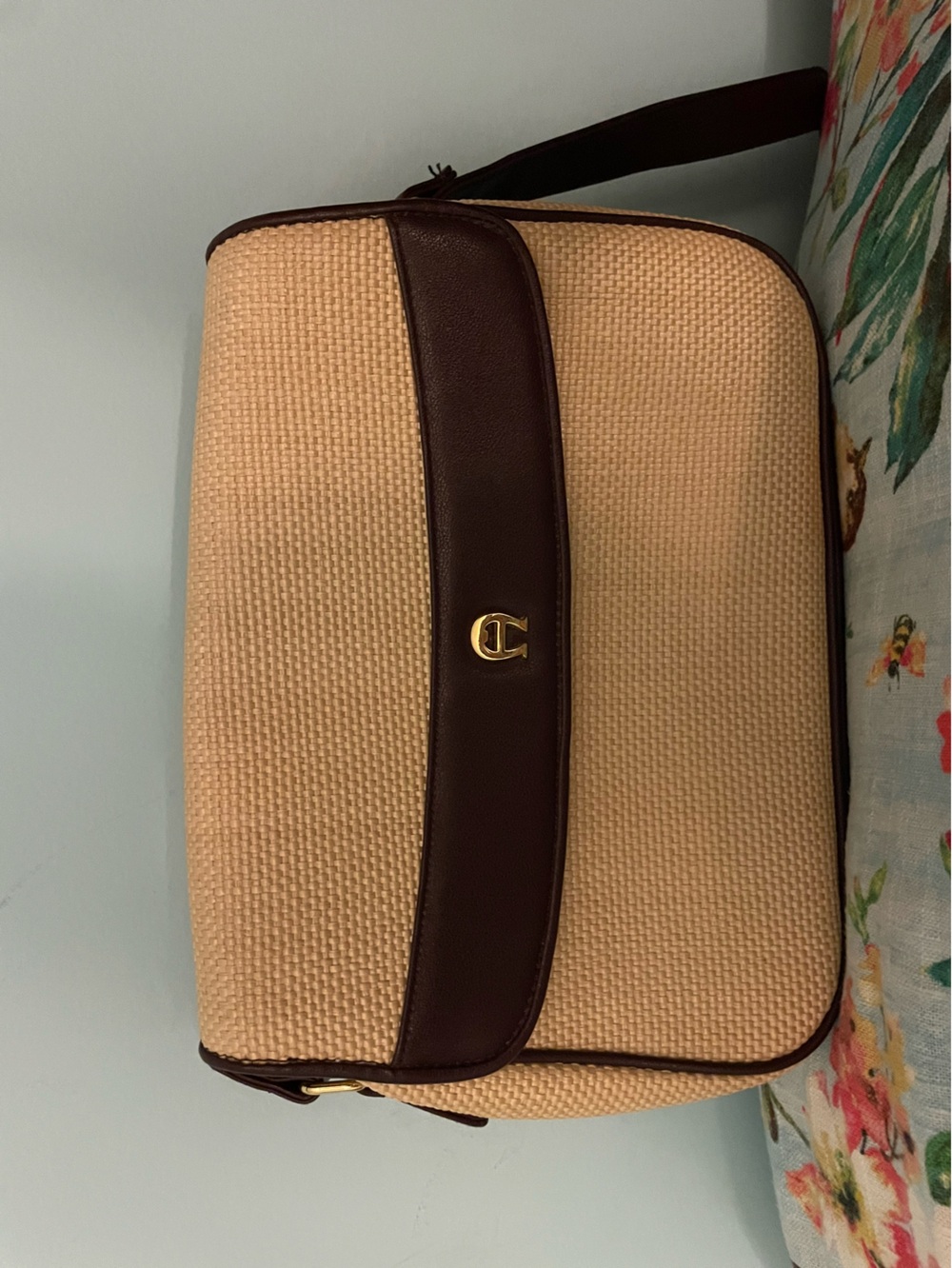 Etienne Aigner Beige and Brown Woven Shoulder Bag